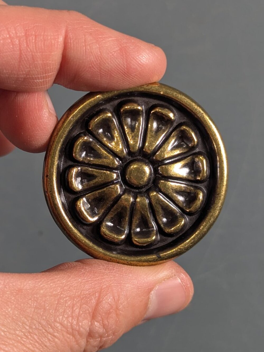 Single brass drawer knob with bolt, replacement hardware upgrade